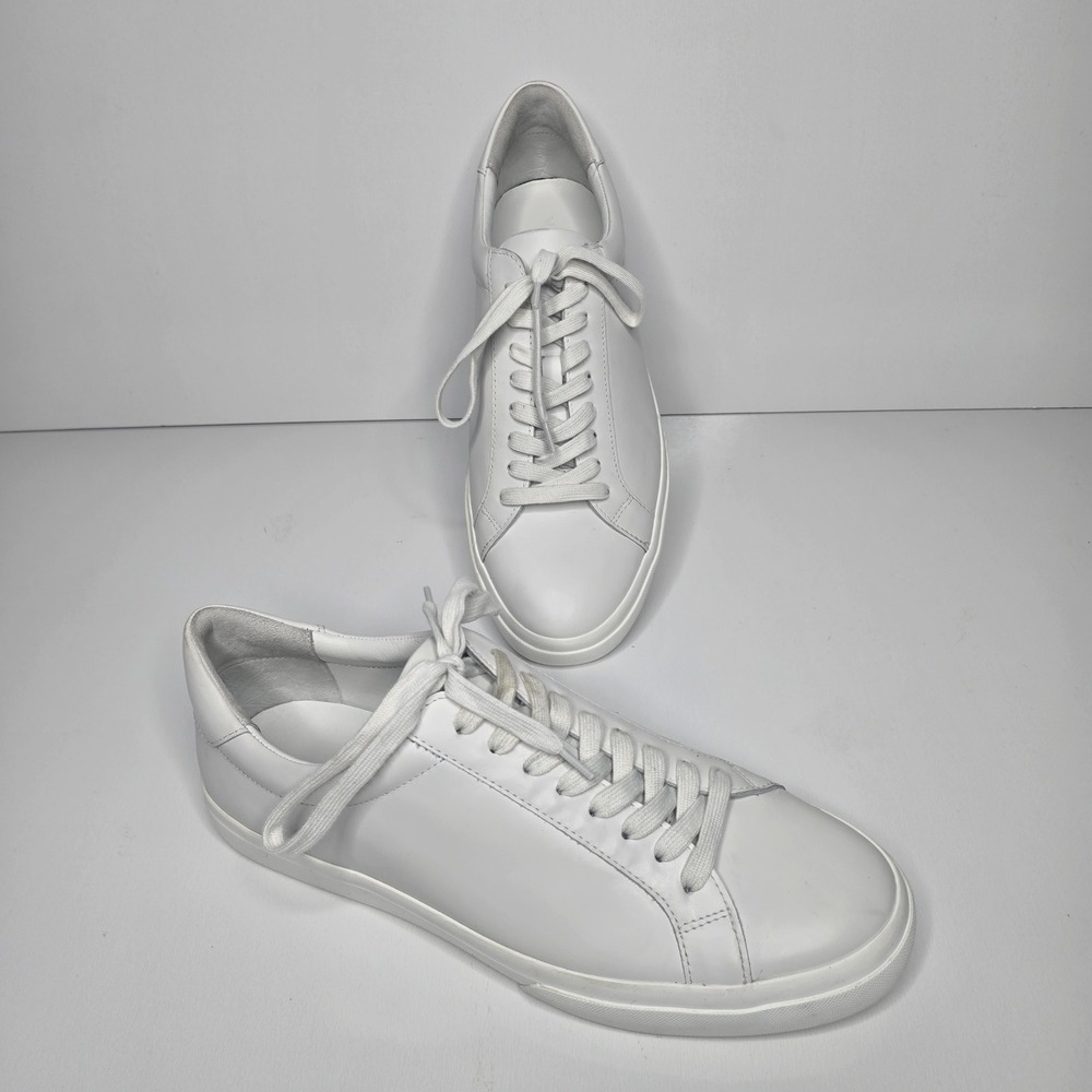 Vince Fulton Low Top Sneaker Mens 10.5 White Leather Lace Up Casual Shoes
